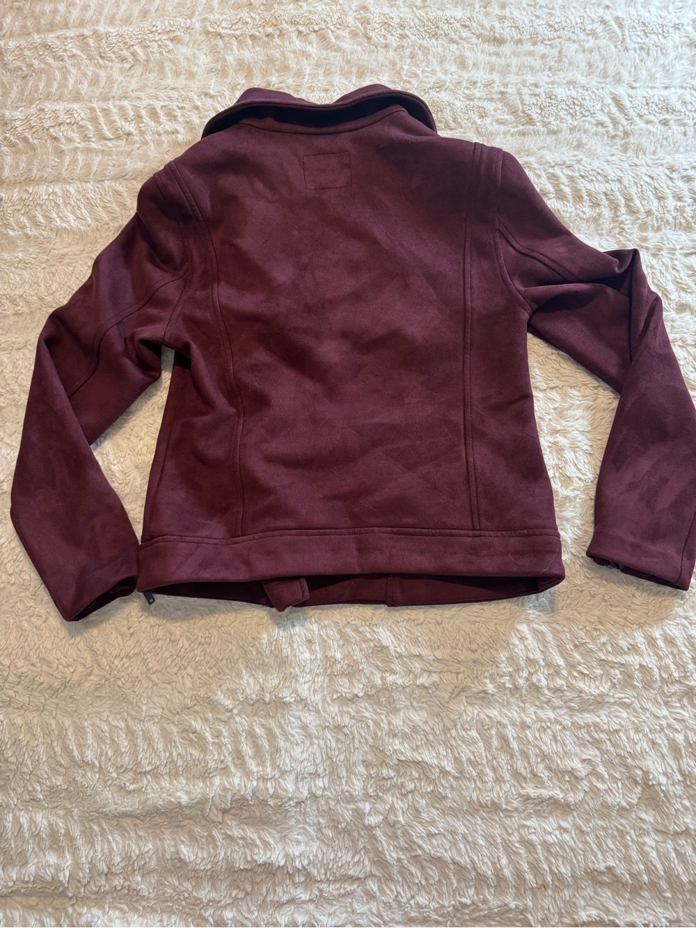 Old Navy Burgundy Faux Suede Moto Jacket Zip Biker Motorcycle Layering - Picture 2 of 5